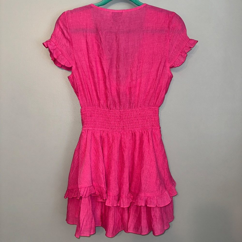 EUC Hello Molly Berry Bie Dress Hot Pink Front Tie Size XS - Picture 7 of 8